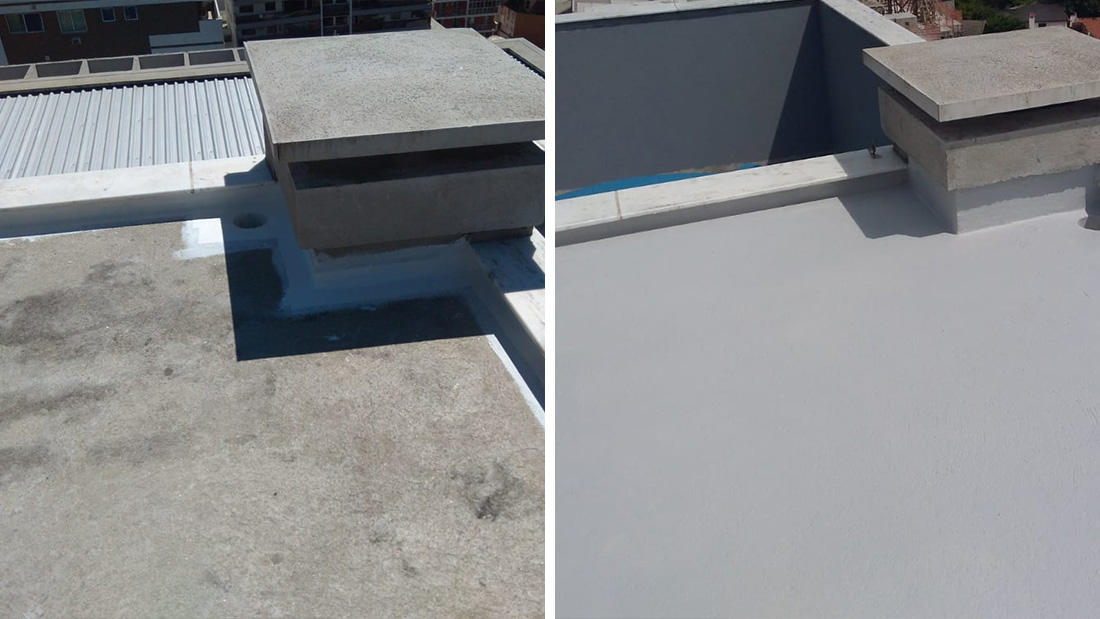 Manta Líquida Emborrachada Imperlast - antes e depois