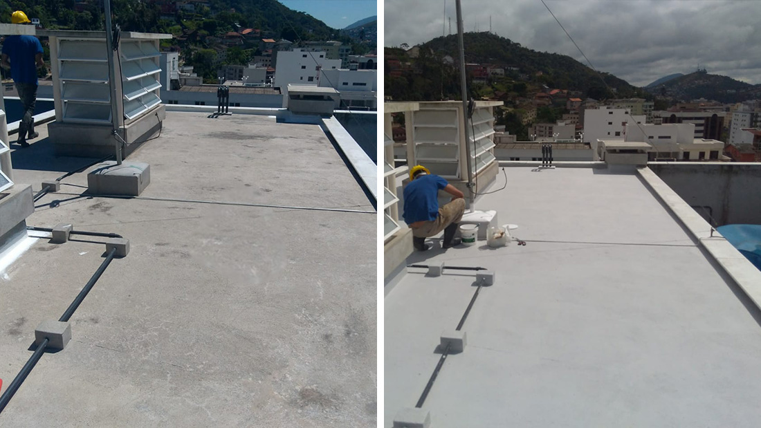 Manta Líquida Emborrachada Imperlast - antes e depois